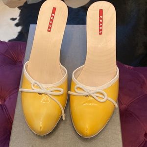 Never Worn Prada Yellow Patent Leather Clogs , Size 9.5